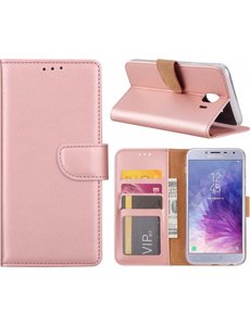 Merkloos Samsung Galaxy J4 (2018) case Rose Goud Portemonnee hoesje met opbergvakjes