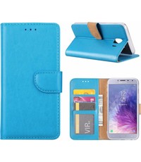 Merkloos Samsung Galaxy J4 (2018) case Blauw Portemonnee hoesje met opbergvakjes