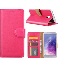 Merkloos Samsung Galaxy J4 (2018) case Roze Portemonnee hoesje met opbergvakjes