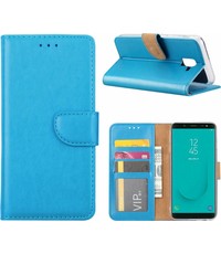 Merkloos Samsung Galaxy J6 (2018) case Blauw Portemonnee hoesje met opbergvakjes