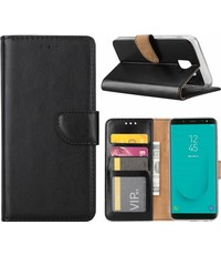 Merkloos Samsung Galaxy J6 (2018) case Zwart Portemonnee hoesje met opbergvakjes