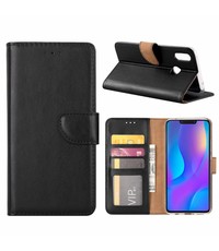 Merkloos Huawei P Smart+ (Plus) Zwart Booktype / Portemonnee TPU Lederen Hoesje