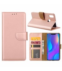 Merkloos Huawei P Smart+ (Plus) Rose Goud Booktype / Portemonnee TPU Lederen Hoesje