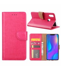 Merkloos Huawei P Smart+ (Plus) Roze Booktype / Portemonnee TPU Lederen Hoesje