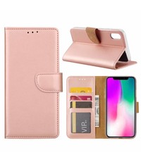 Merkloos iPhone Xr Rose Goud Booktype / Portemonnee TPU Lederen Hoesje