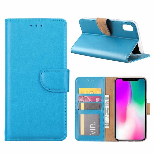 Merkloos iPhone Xr Blauw Booktype / Portemonnee TPU Lederen Hoesje