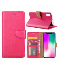 Merkloos iPhone Xr Roze Booktype / Portemonnee TPU Lederen Hoesje