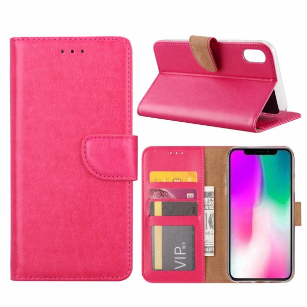 Merkloos iPhone Xr Roze Booktype / Portemonnee TPU Lederen Hoesje