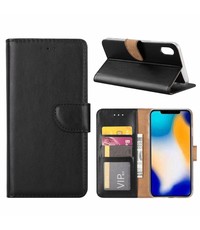 Merkloos iPhone Xs Max Zwart Booktype / Portemonnee TPU Lederen Hoesje