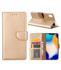 Merkloos iPhone Xs Max Goud Booktype / Portemonnee TPU Lederen Hoesje