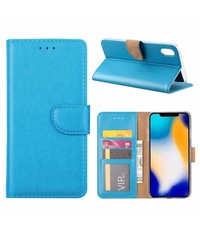 Merkloos iPhone Xs Max Blauw Booktype / Portemonnee TPU Lederen Hoesje