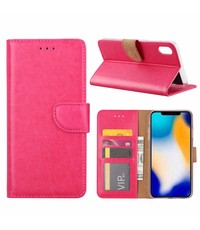 Merkloos iPhone Xs Max Roze Booktype / Portemonnee TPU Lederen Hoesje