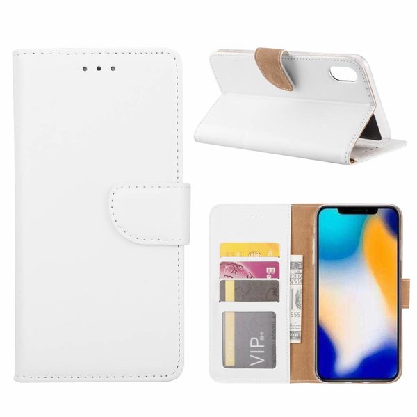 Merkloos iPhone Xs Max Wit Booktype / Portemonnee TPU Lederen Hoesje