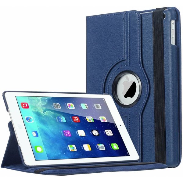 Merkloos Apple iPad Air 2 (iP6) Case met 360ﾰ draaistand hoesje met Stand Donker Blauw