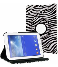 Merkloos Samsung Galaxy Tab A 7.0 inch T280 / T285 Case met 360? draaistand cover hoesje Zebra / Zwart / Wit