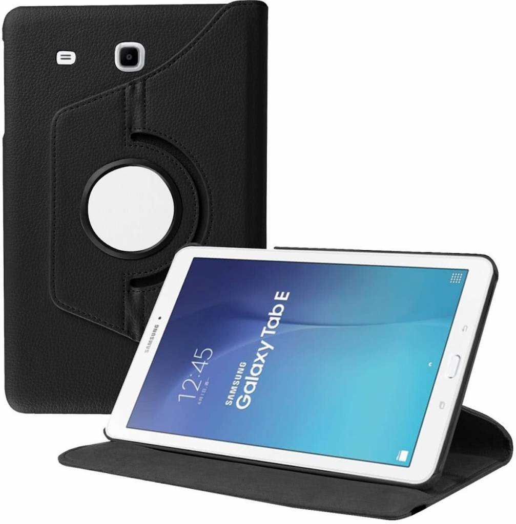 Registratie Rechtsaf Pijl Samsung Galaxy Tab E 9.6 inch SM - T560 / T561 Tablet Case met 360ﾰ  draaistand cover hoesje - Zwart - Phonecompleet.nl