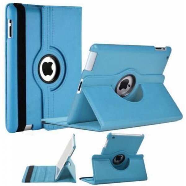 Merkloos iPad 2 / 3 / 4 Case 360 graden draaibare beschermhoes cover - Licht Blauw