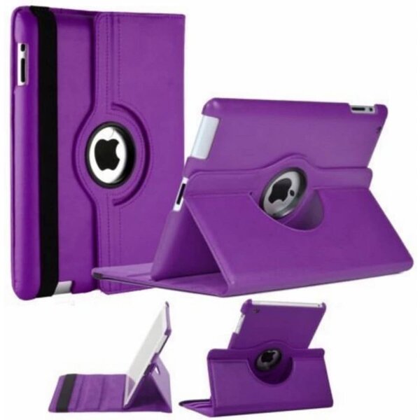 Merkloos iPad 2 / 3 / 4 Case 360 graden draaibare beschermhoes cover - Paars