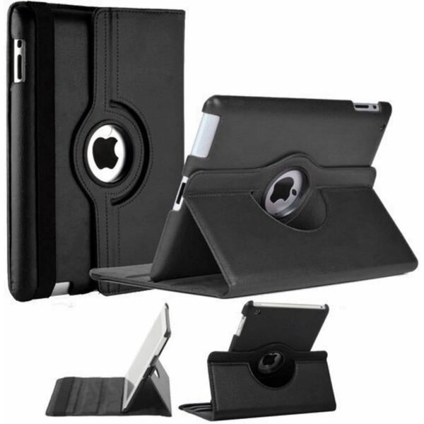 Merkloos iPad 2 / 3 / 4 Case 360 graden draaibare beschermhoes cover - zwart