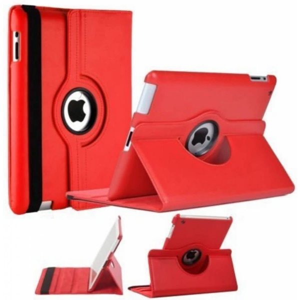 Merkloos iPad 2, 3, 4 Beschermhoes- 360 graden draaibare cover - - Rood