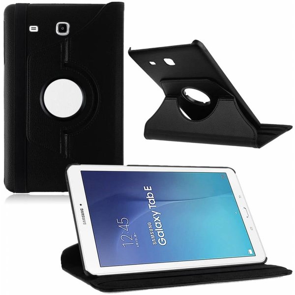 Merkloos Samsung Galaxy Tab E 9.6 Hoesje Case Zwart, 360 Draaibaar