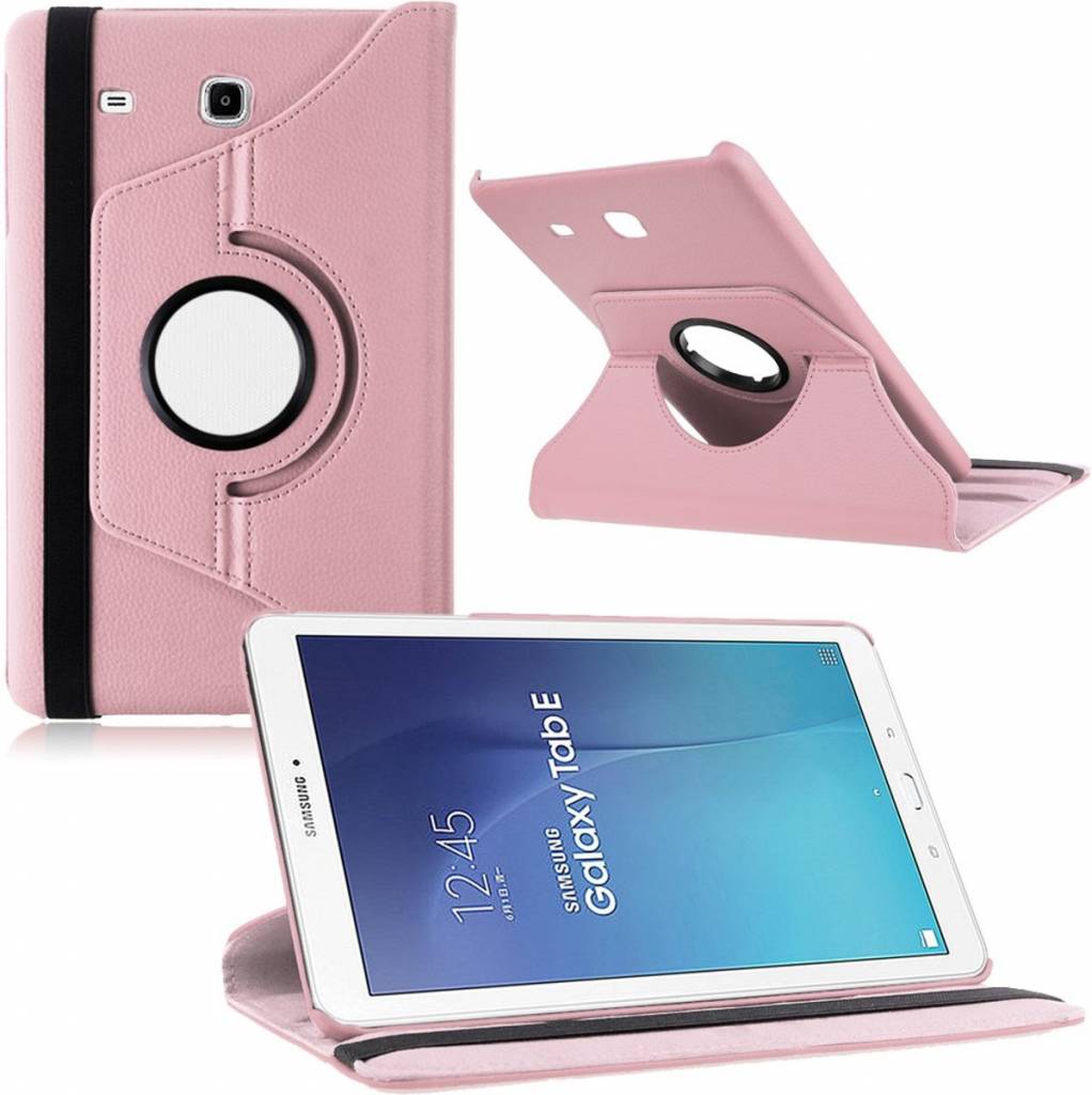 hoesje 360ﾰ Samsung Galaxy Tab E 9,6 inch Tab E T560 / T561 - Licht Roze - Phonecompleet.nl