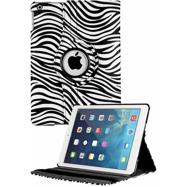 Merkloos iPad Air Case cover 360 graden draaibare hoesje - Zebra Wit / Zwart