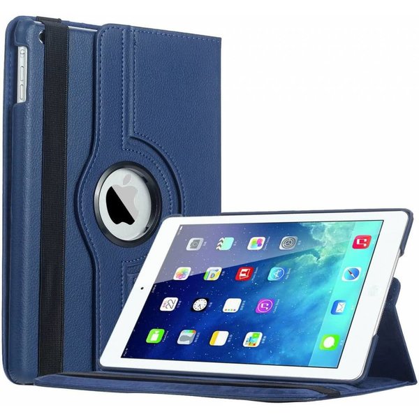 Merkloos iPad Air Case cover 360 graden draaibare hoesje - Donker Blauw