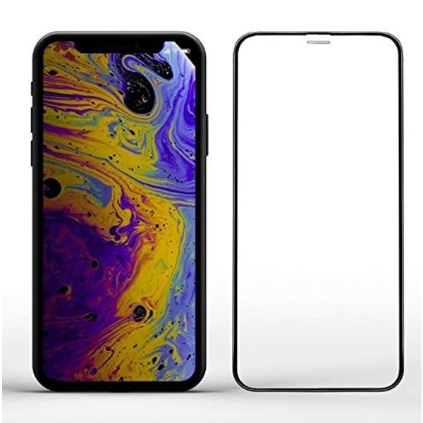 Merkloos iPhone Xs Max Volledige Dekking Glazen Tempered Glass Zwart