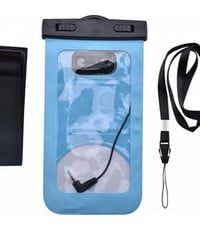 Merkloos Neon Multi Functional Waterdichte telefoon hoesje Pouch Met headphone Audio Jack voor iPhone Xs Max Blauw