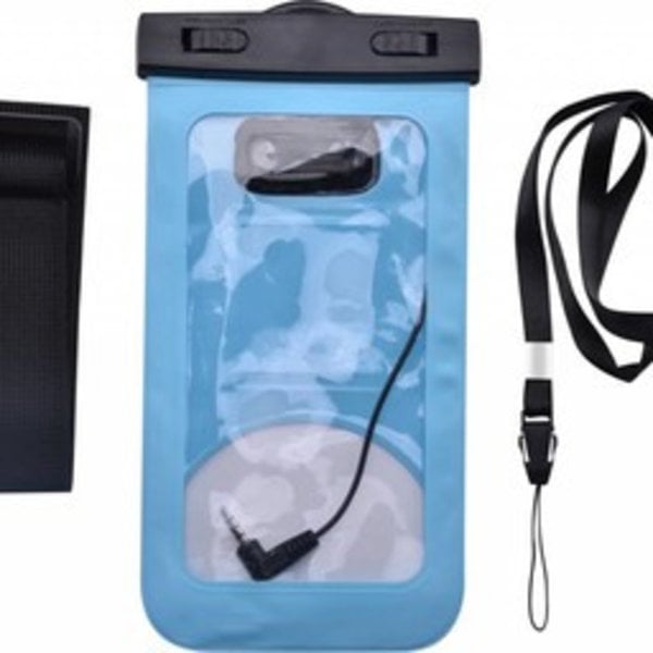 Merkloos Neon Multi Functional Waterdichte telefoon hoesje Pouch Met headphone Audio Jack voor iPhone Xr Blauw