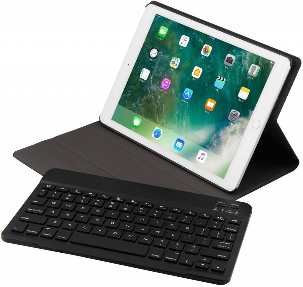 Zwart Detachable / Wireless Bluetooth Keyboard hoesje met toetsenbord voor Apple iPad (2018) / Air 1 / 2 / Pro 9.7 inch / iPad 2017 - Phonecompleet.nl