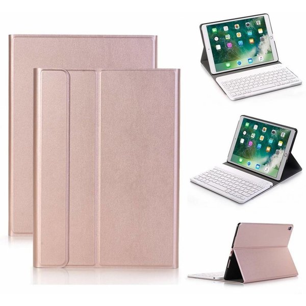 Merkloos Rose Goud Magnetically Detachable / Wireless Bluetooth Keyboard hoesje met toetsenbord voor Apple iPad (2018) / Air 1 / 2 / iPad Pro 9.7 inch / iPad 2017