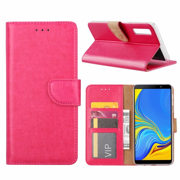 Merkloos Samsung Galaxy A7 2018 Roze Booktype / Portemonnee TPU Lederen Hoesje