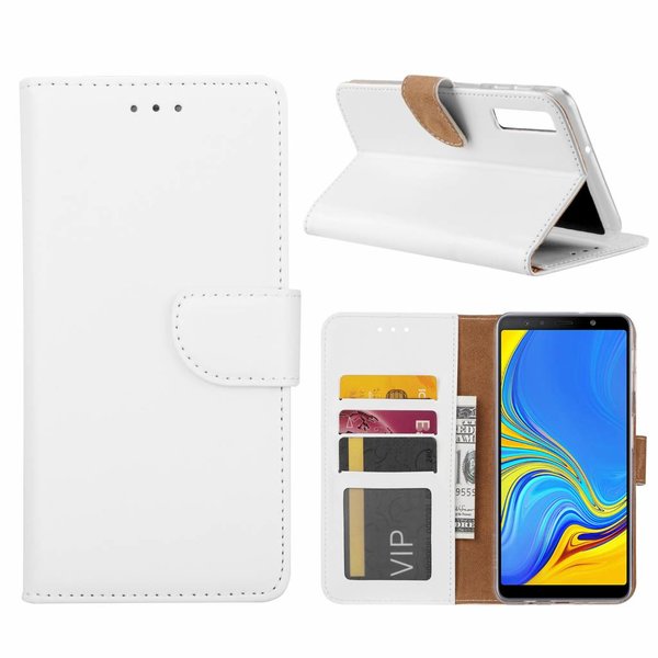 Merkloos Samsung Galaxy A7 2018 Wit Booktype / Portemonnee TPU Lederen Hoesje