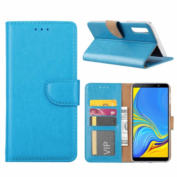 Merkloos Samsung Galaxy A7 2018 Blauw Booktype / Portemonnee TPU Lederen Hoesje