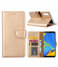 Merkloos Samsung Galaxy A7 2018 Goud Booktype / Portemonnee TPU Lederen Hoesje