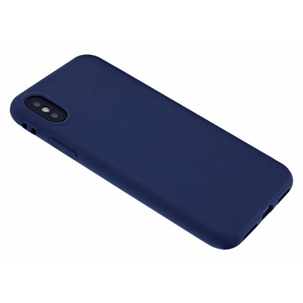 Merkloos iPhone X / Xs Soft Premium TPU Back cover siliconen Hoesje Donker Blauw