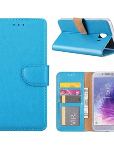 Merkloos Samsung Galaxy J4+ (Plus) 2018 case Blauw Portemonnee hoesje met opbergvakjes