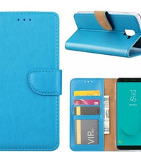 Merkloos Samsung Galaxy J6+ (Plus) 2018 case Blauw Portemonnee hoesje met opbergvakjes