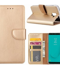 Merkloos Samsung Galaxy J6+ (Plus) 2018 case Goud Portemonnee hoesje met opbergvakjes