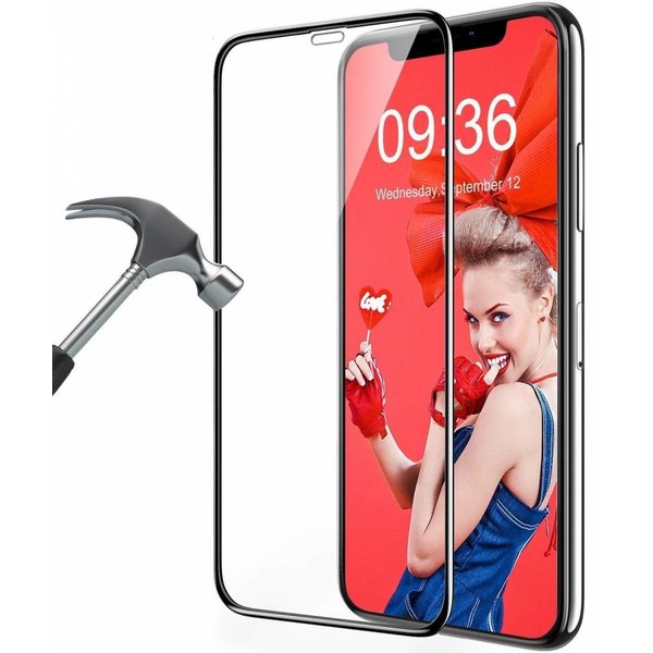 Merkloos iPhone X/Xs Full Glue Screenprotector Adhesive Cover tempered glass Zwart