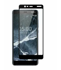 Merkloos Nokia 5.1 full cover Screenprotector Tempered Glass Zwart