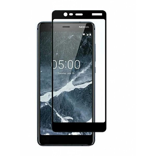 Merkloos Nokia 5.1 full cover Screenprotector Tempered Glass Zwart