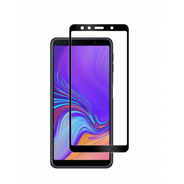 Merkloos Samsung Galaxy A7 2018 full cover Screenprotector Tempered Glass Zwart