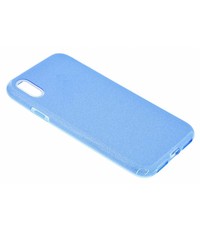 Merkloos iPhone Xs Max Blauw Glitter TPU backcover Hoesje