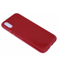 Merkloos iPhone Xs Max Rood Glitter TPU backcover Hoesje