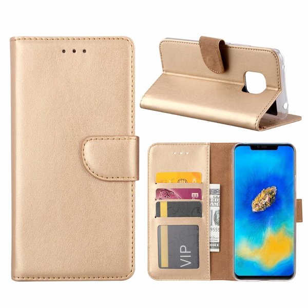 Merkloos Huawei Mate 20 Pro Goud Booktype / Portemonnee TPU Lederen Hoesje