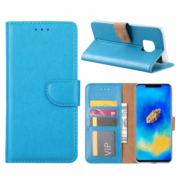 Merkloos Huawei Mate 20 Pro Blauw Booktype / Portemonnee TPU Lederen Hoesje