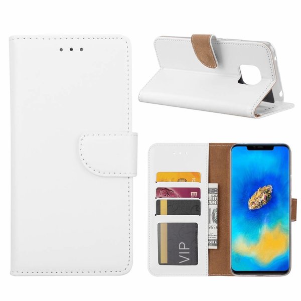 Merkloos Huawei Mate 20 Pro Wit Booktype / Portemonnee TPU Lederen Hoesje